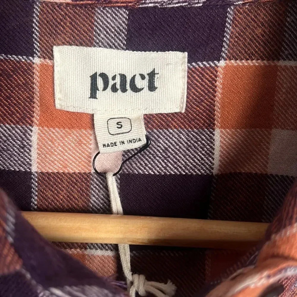 NEW Pact currant plaid mila flannel organic cotton shirt - Picture 5 of 9